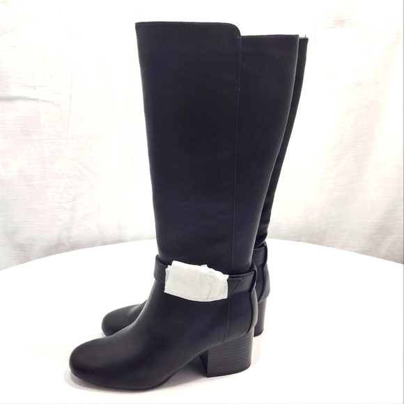 Aerosoles Patience Faux Leather Extended Calf Knee-High Stack Heel Boots - Picture 10 of 15